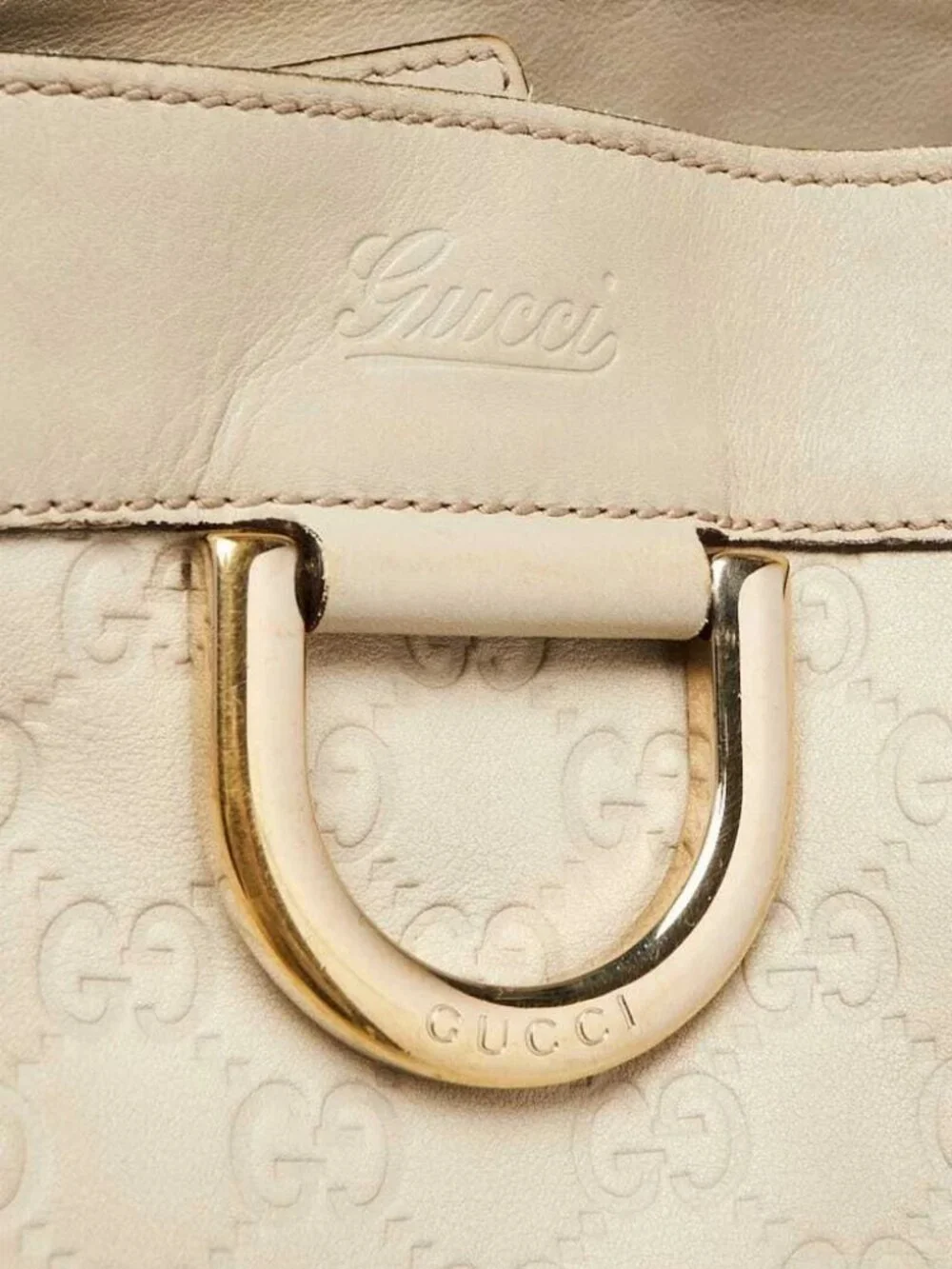 Gucci White Guccissima Leather D Ring Tote Bag